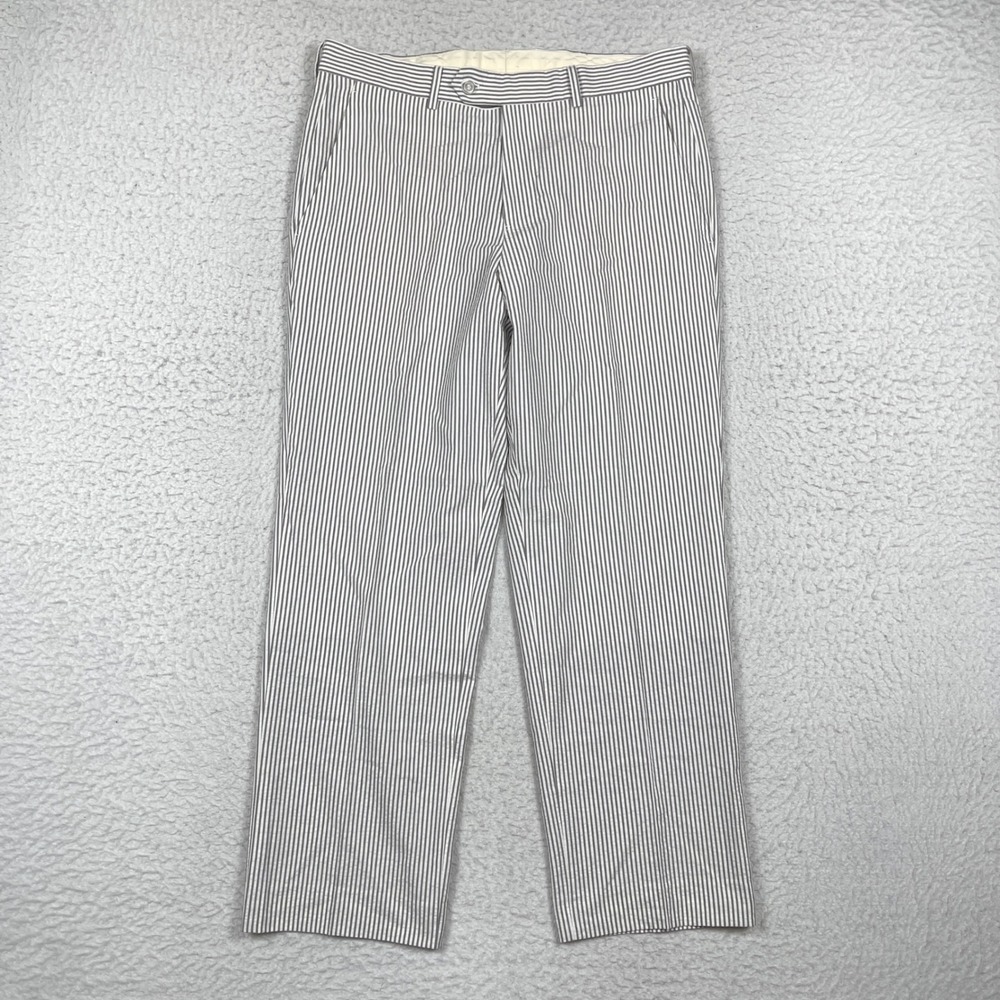Brooks Brothers Trousers Mens 32 Grey Fitzgerald Striped Preppy Summer Ivy